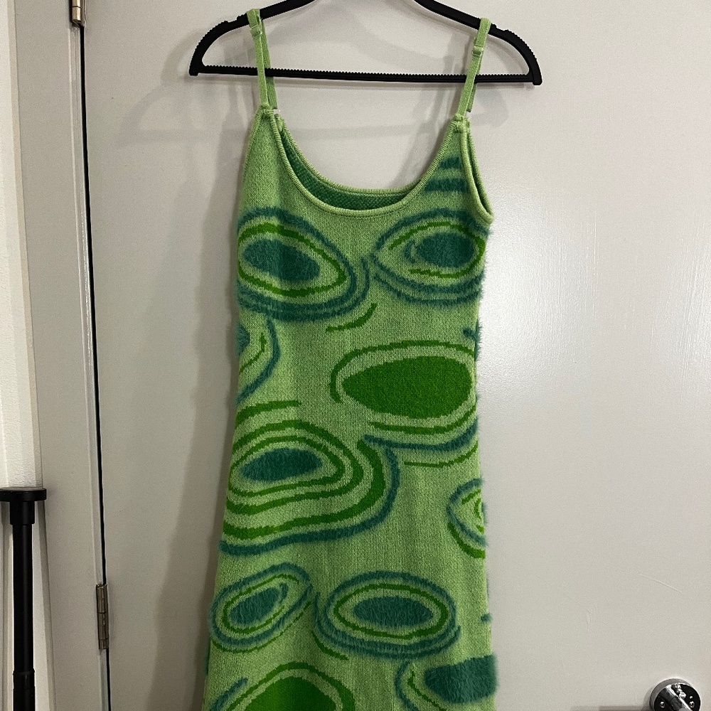 Fuzzy Green Midi Dress